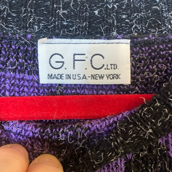 Vintage GFC New York 80’s Black & Purple Geometric Sweater - Picture 15 of 15